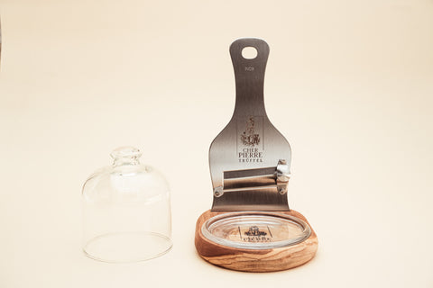 Trüffelhobel Set mit Edelstahl Hobel und Glasglocke