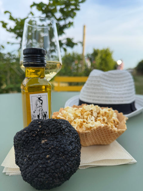 Trüffel, Weinglas, Sonnenhut, Trüffelpopcorn, Trüffelöl