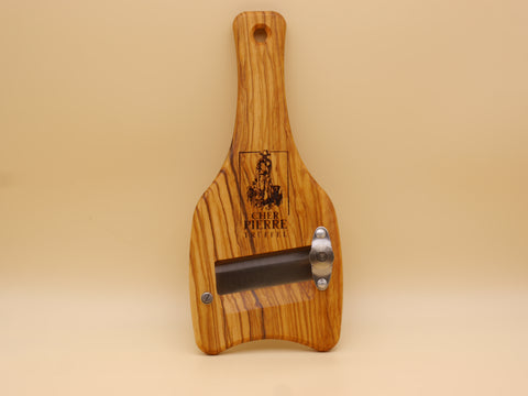 Trüffelhobel Set mit Hobel aus Olivenholz, Platte aus Olivenholz und Glasglocke